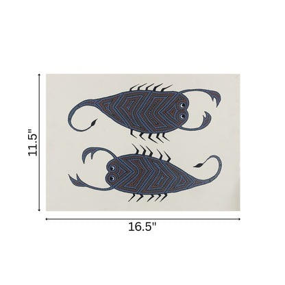 Symmetry in Nature: Bhil Scorpion Tribal Painting (Unframed)