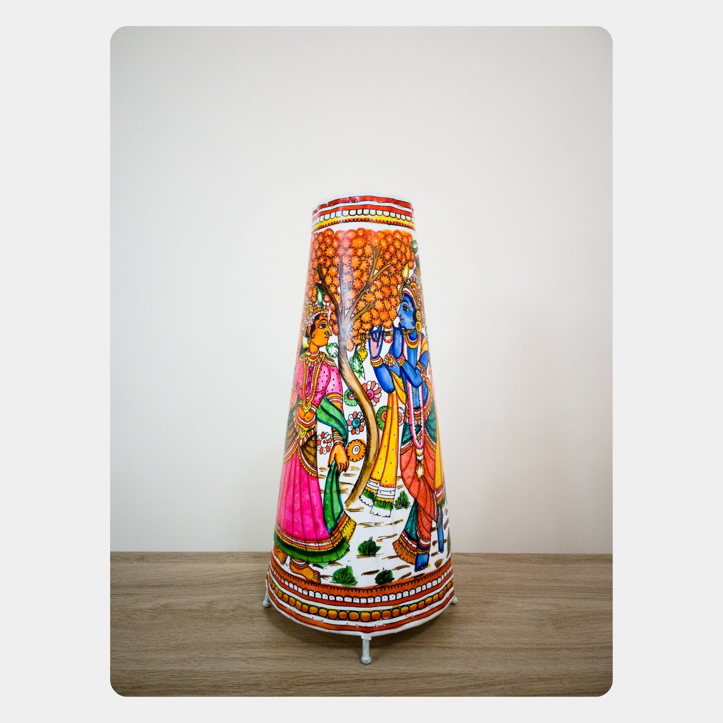 tholu bommalata lamp – krishna and radha (16" - conical)