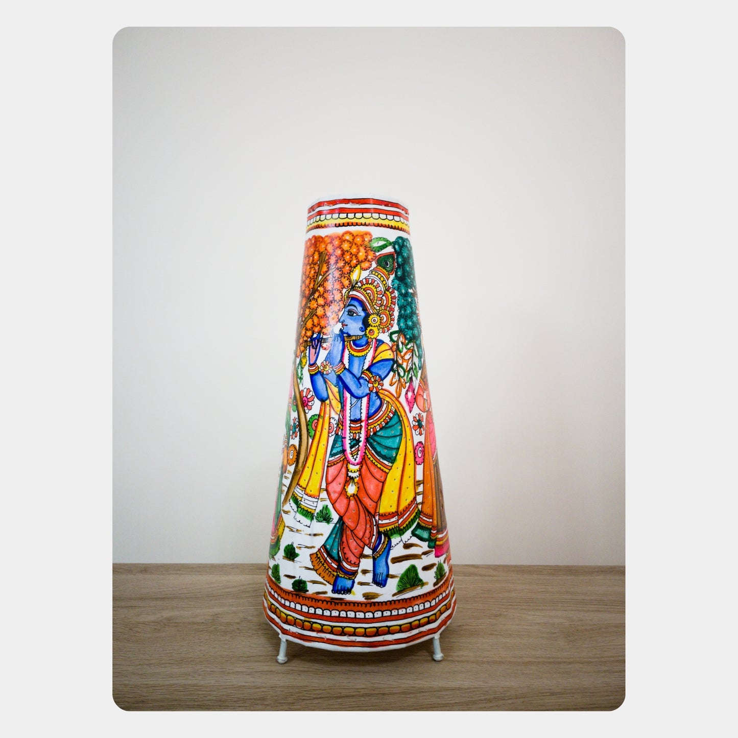 tholu bommalata lamp – krishna and radha (16" - conical)