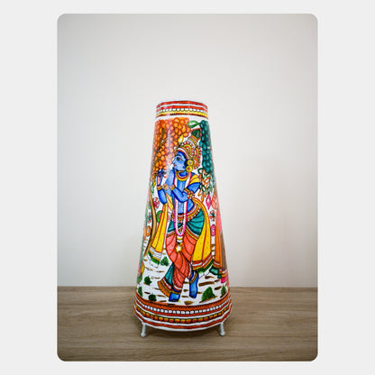 Tholu Bommalata Lamp – Krishna and Radha (16" - Conical)