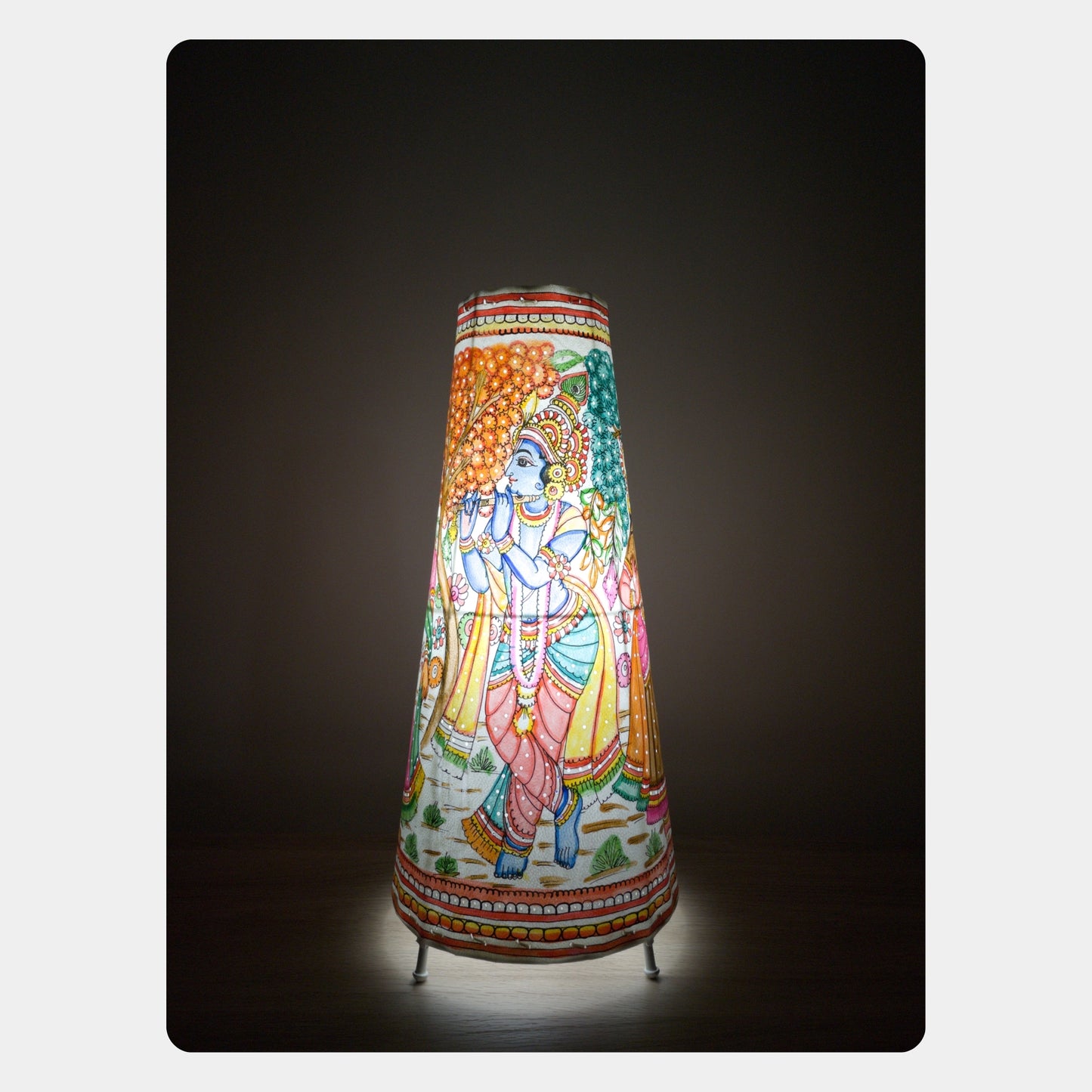 tholu bommalata lamp – krishna and radha (16" - conical)