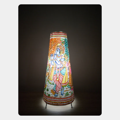 Tholu Bommalata Lamp – Krishna and Radha (16" - Conical)
