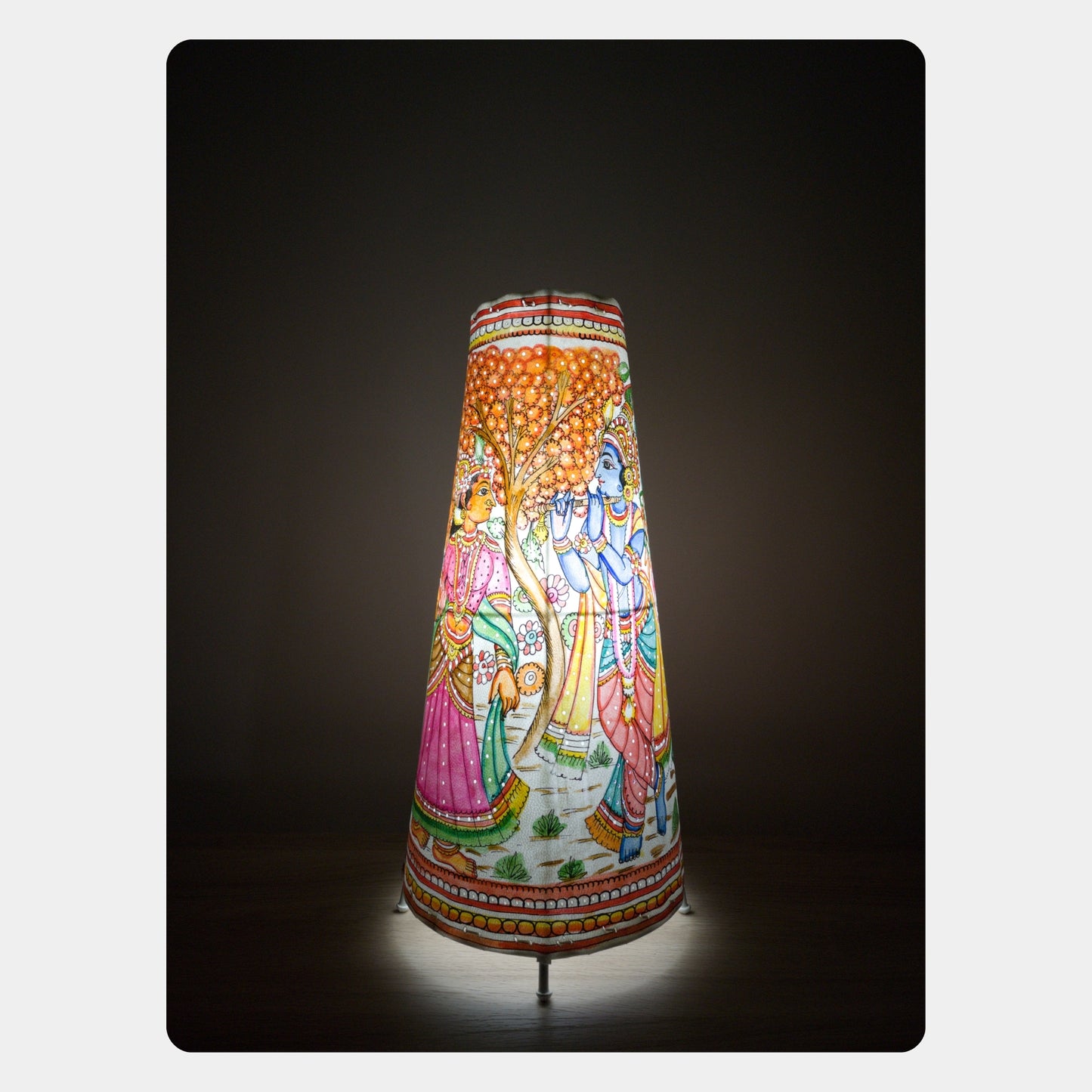 tholu bommalata lamp – krishna and radha (16" - conical)