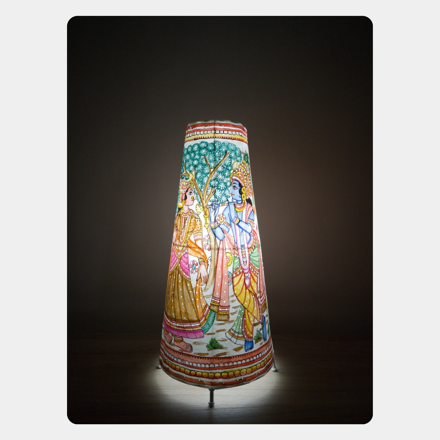 tholu bommalata lamp – krishna and radha (16" - conical)