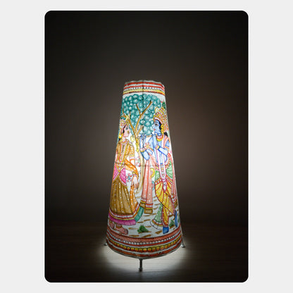 Tholu Bommalata Lamp – Krishna and Radha (16" - Conical)