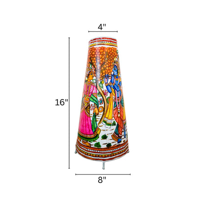 Tholu Bommalata Lamp – Krishna and Radha (16" - Conical)