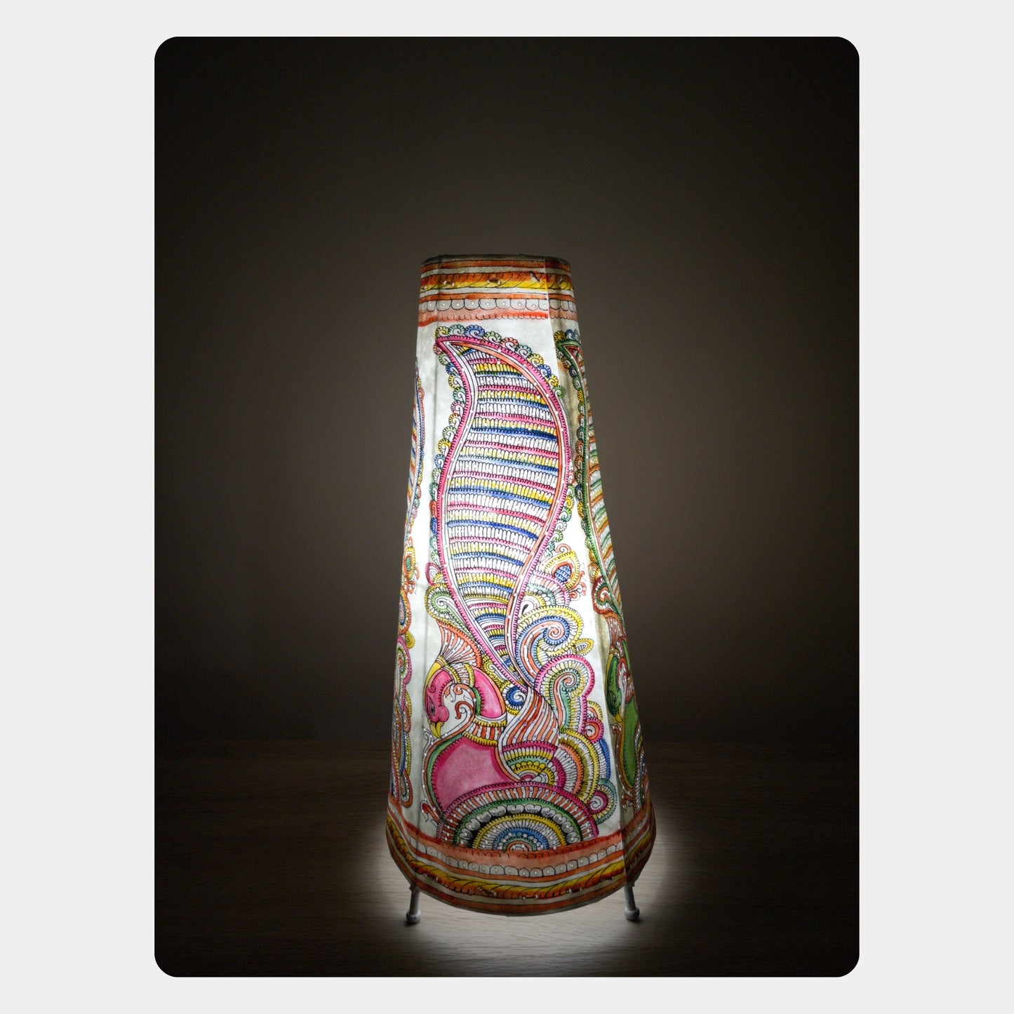 tholu bommalata lamp – peacock (16" - conical)
