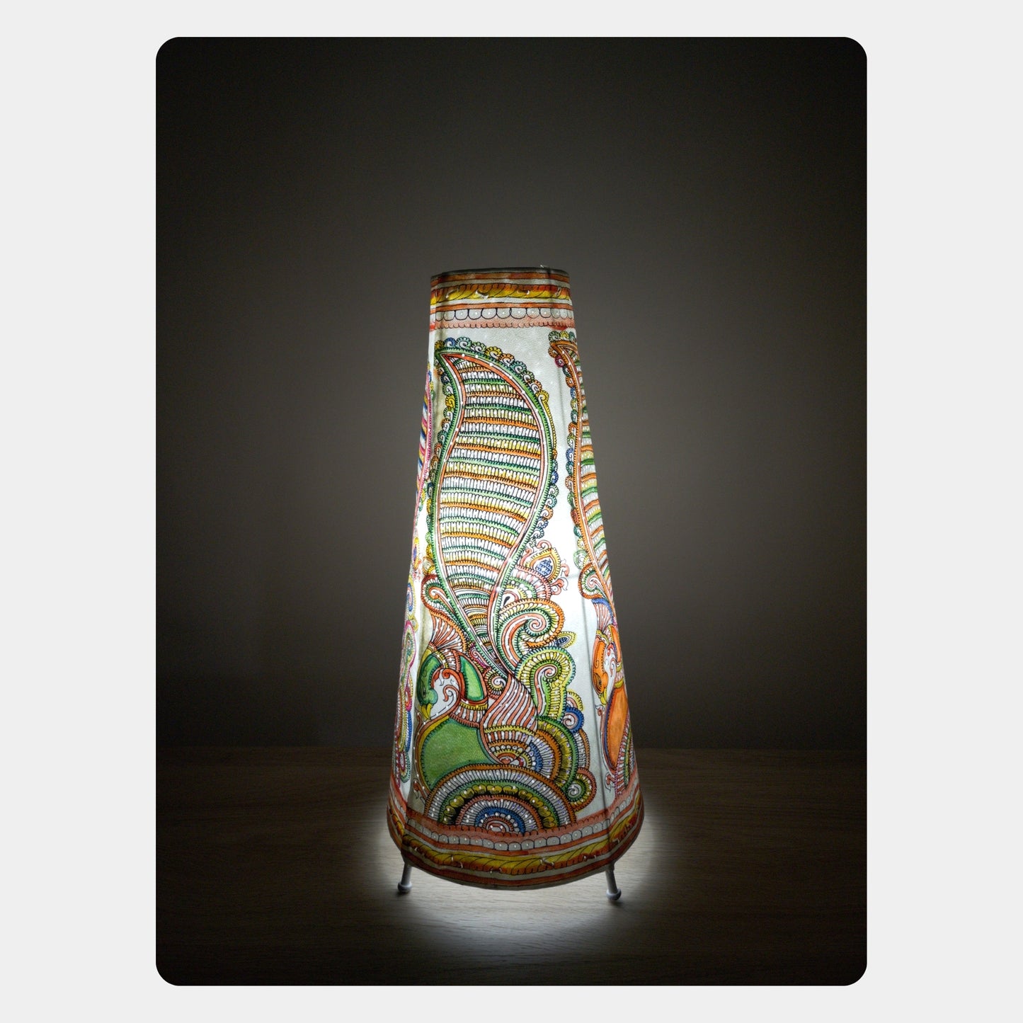 tholu bommalata lamp – peacock (16" - conical)