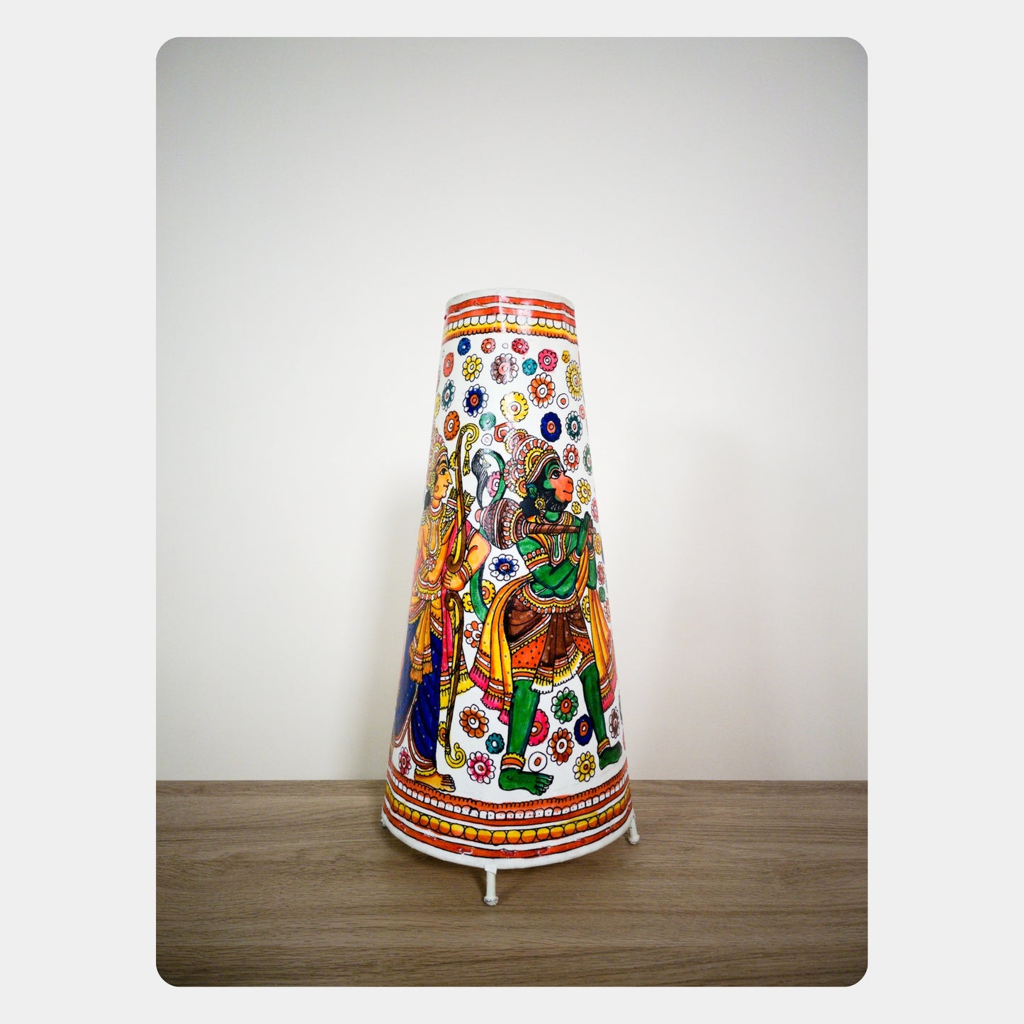 tholu bommalata lamp – lord rama, sita, lakshmana and lord hanuman (16" - conical)
