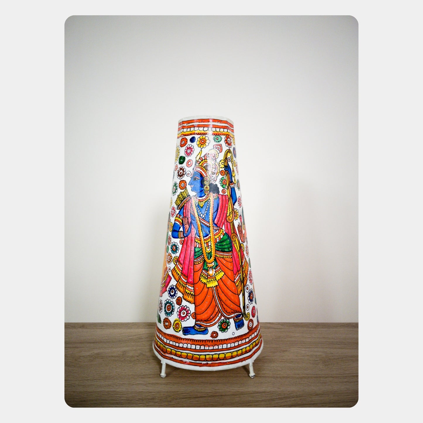 tholu bommalata lamp – lord rama, sita, lakshmana and lord hanuman (16" - conical)