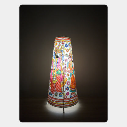 Tholu Bommalata Lamp – Lord Rama, Sita, Lakshmana and Lord Hanuman (16" - Conical)