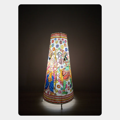 Tholu Bommalata Lamp – Lord Rama, Sita, Lakshmana and Lord Hanuman (16" - Conical)