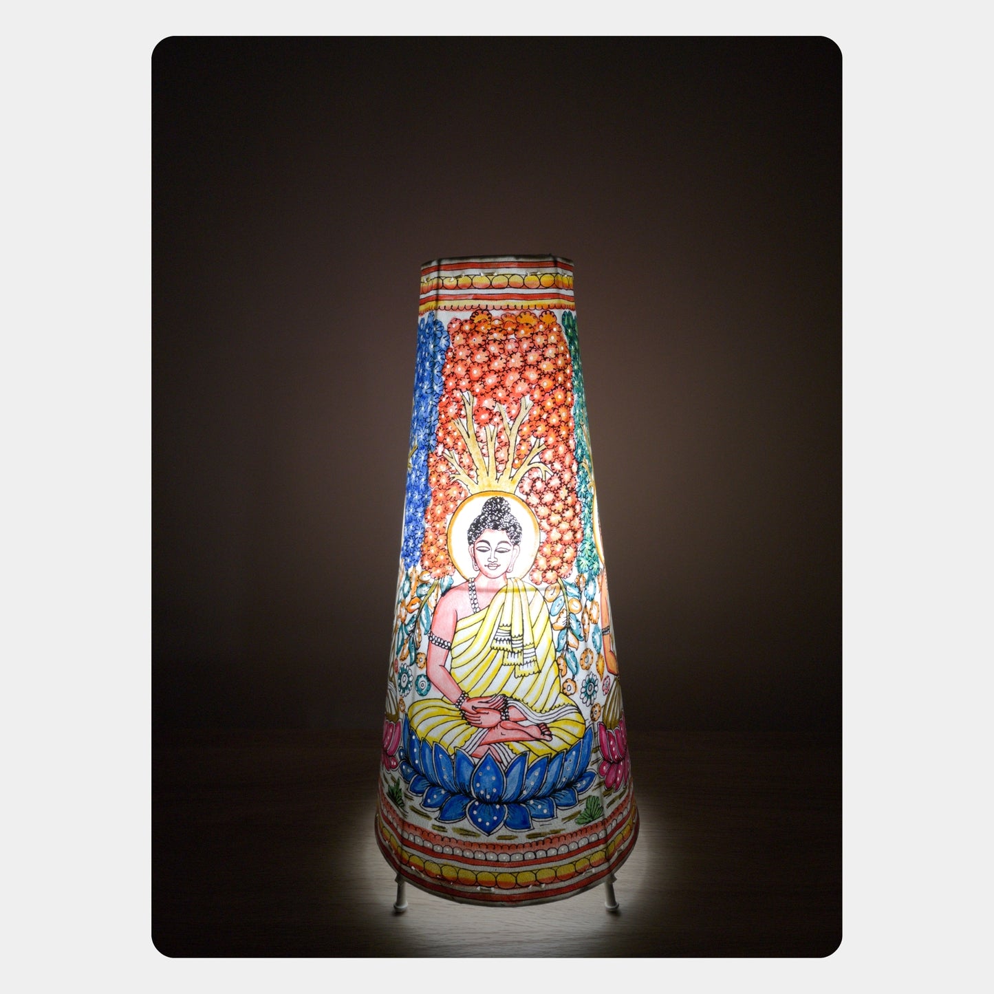 tholu bommalata lamp – lord buddha (16" - conical)