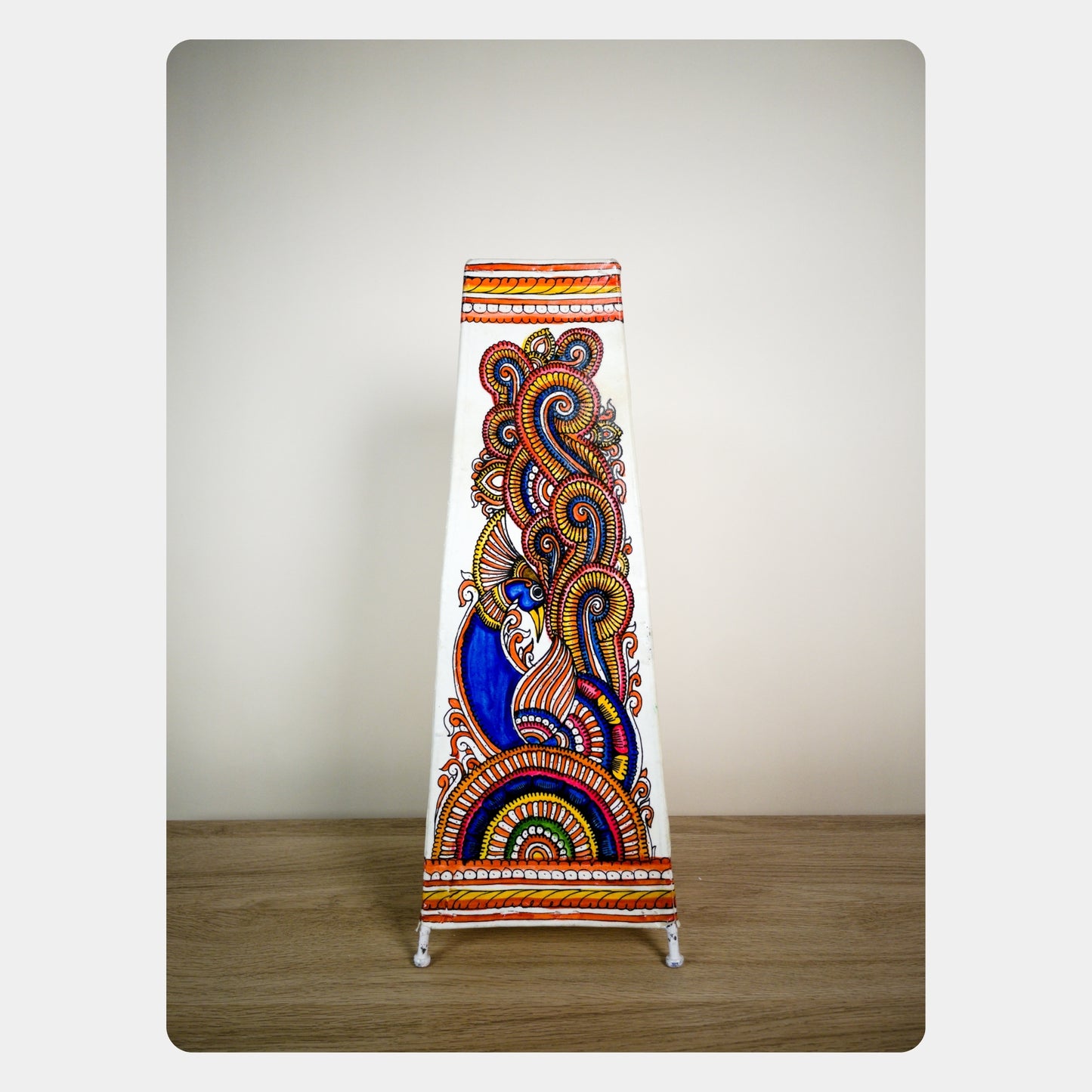 tholu bommalata lamp – peacock (16" - rectangular)