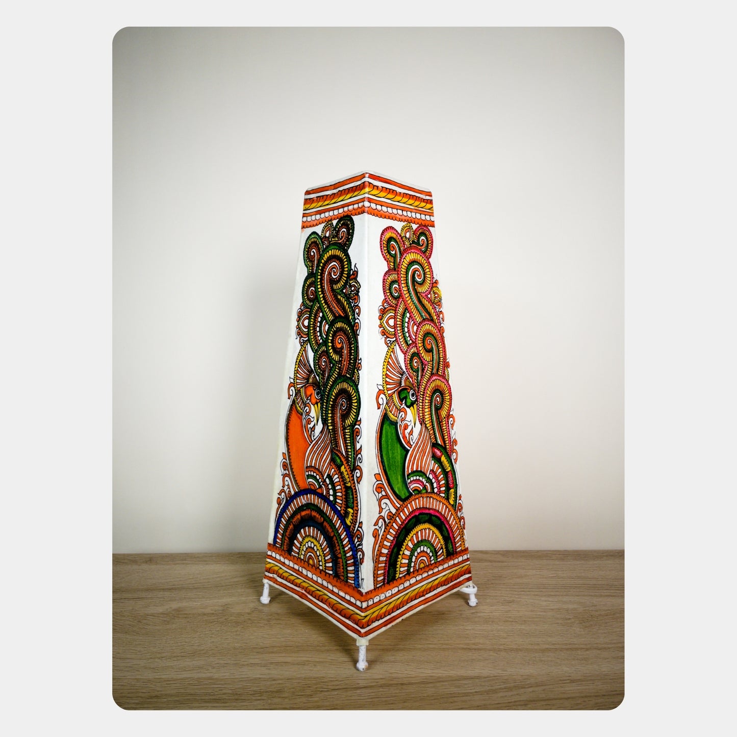 tholu bommalata lamp – peacock (16" - rectangular)