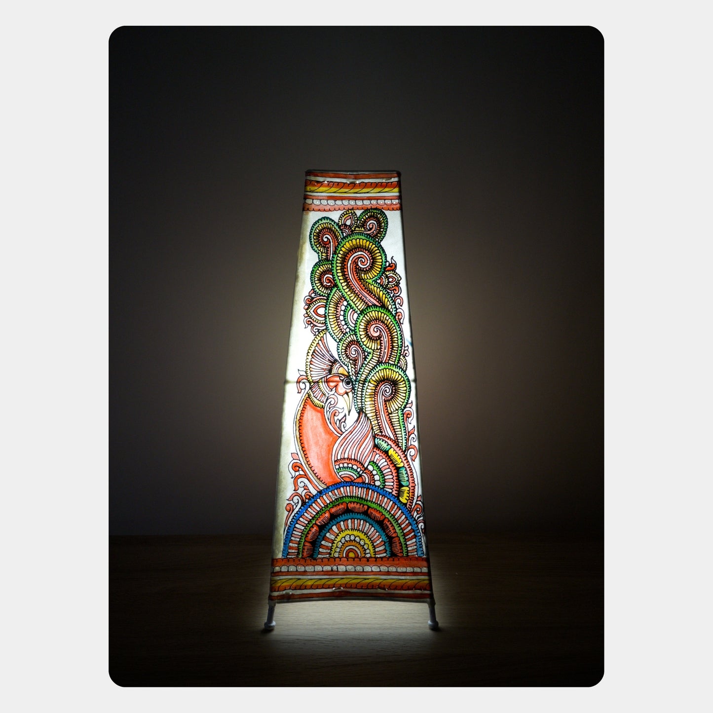 tholu bommalata lamp – peacock (16" - rectangular)