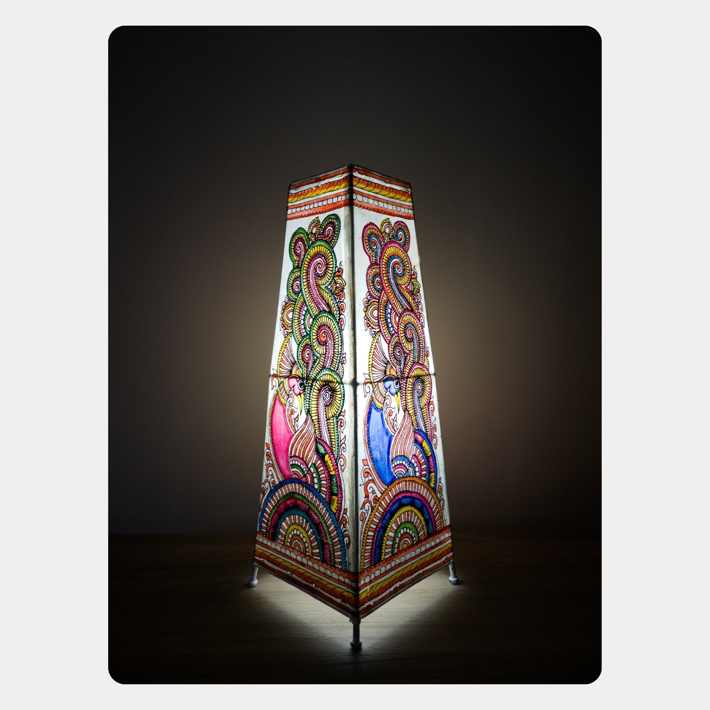 tholu bommalata lamp – peacock (16" - rectangular)