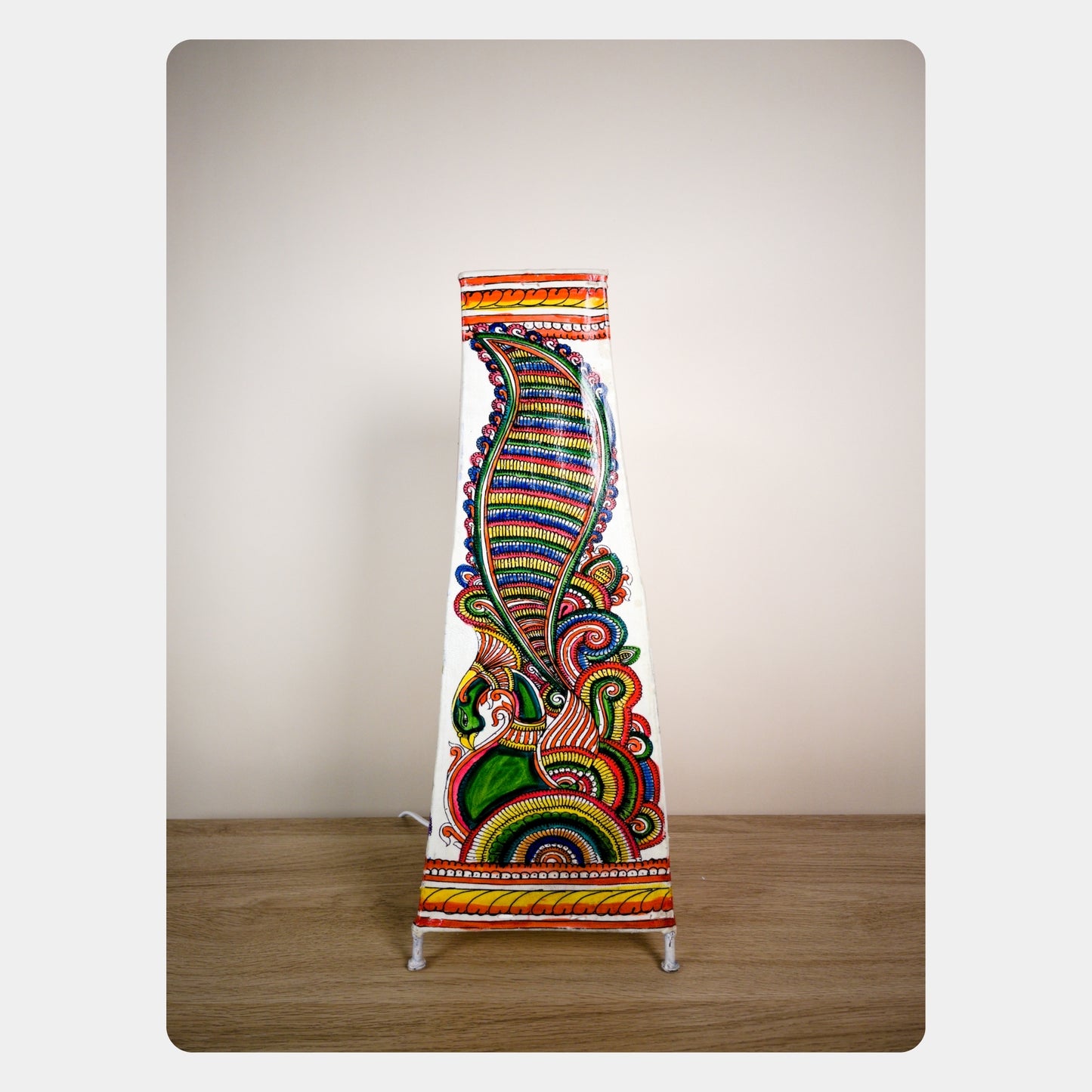 tholu bommalata lamp – peacock (16" - rectangular)