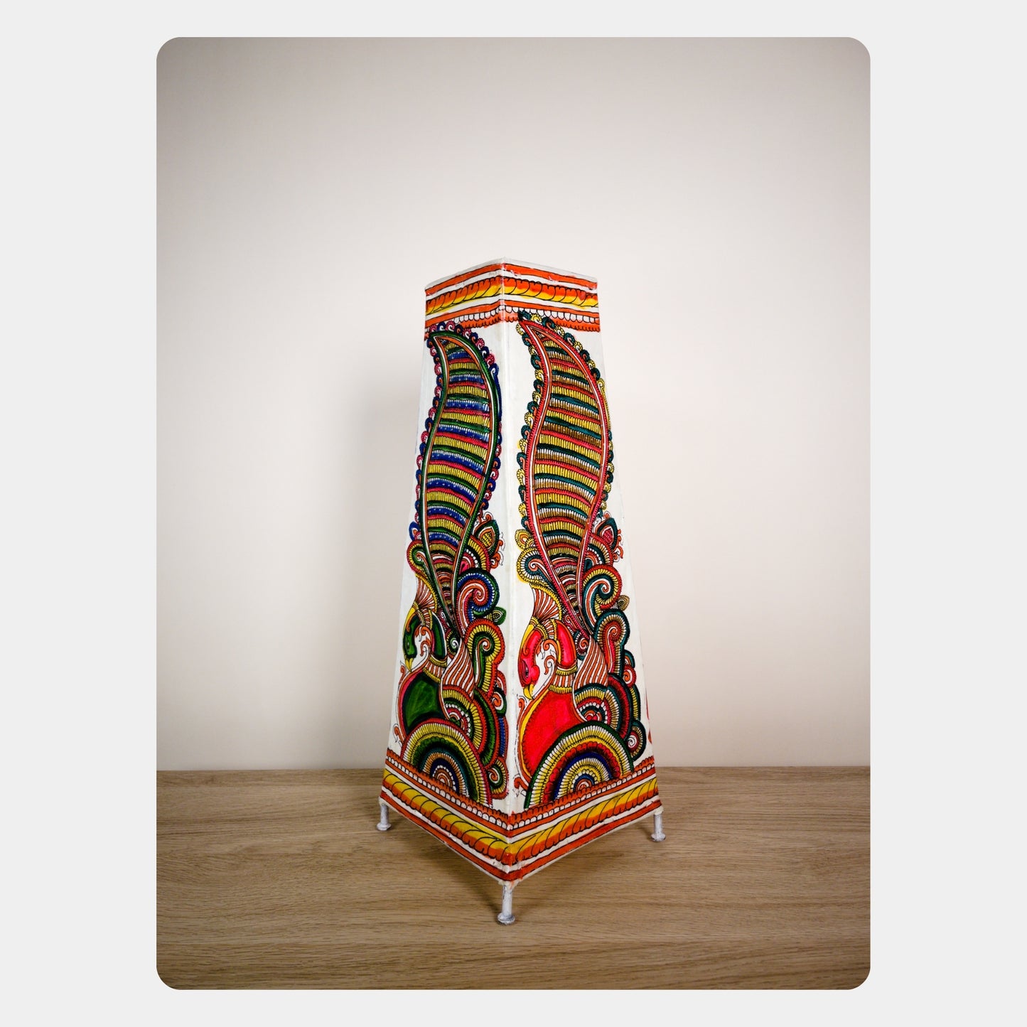 tholu bommalata lamp – peacock (16" - rectangular)