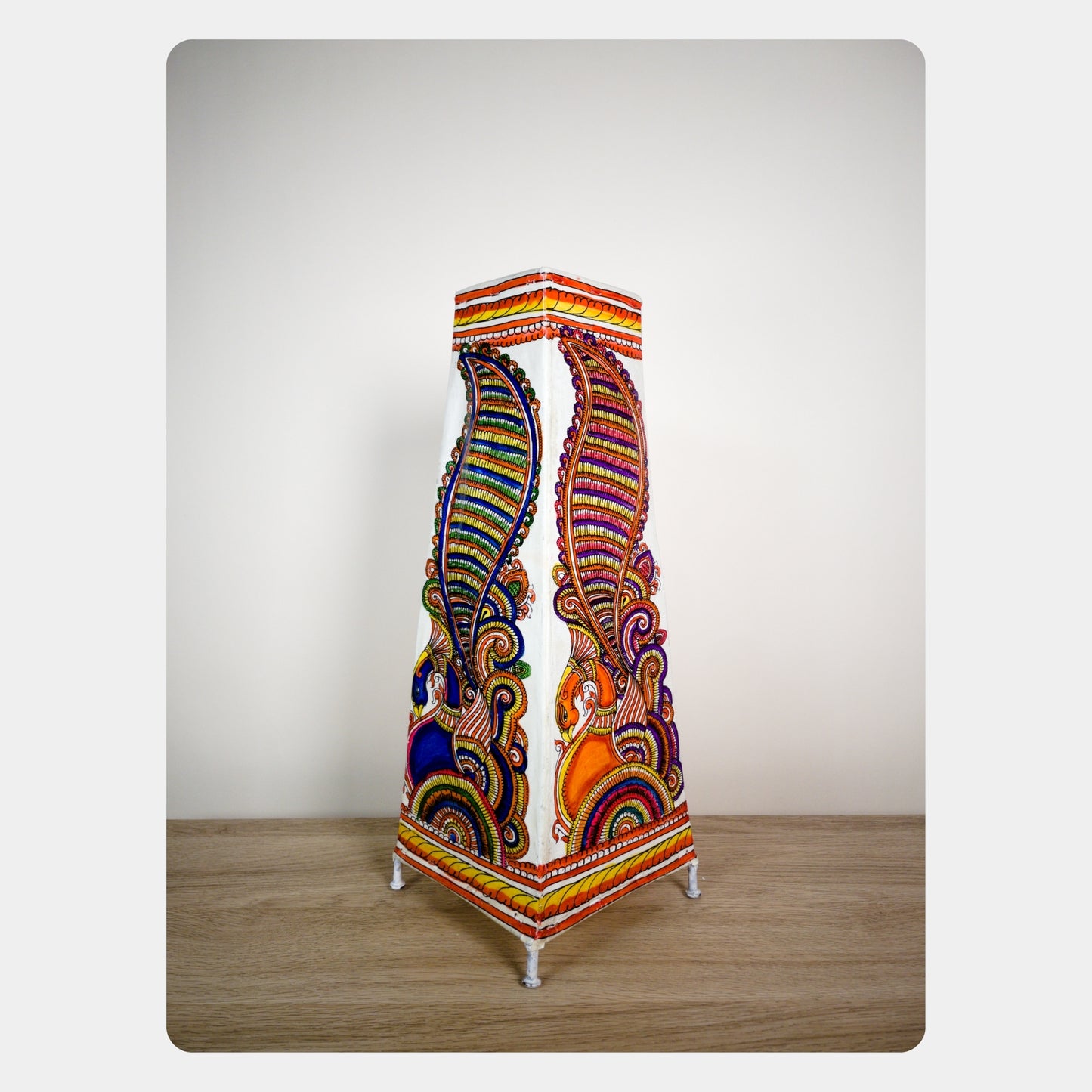 tholu bommalata lamp – peacock (16" - rectangular)