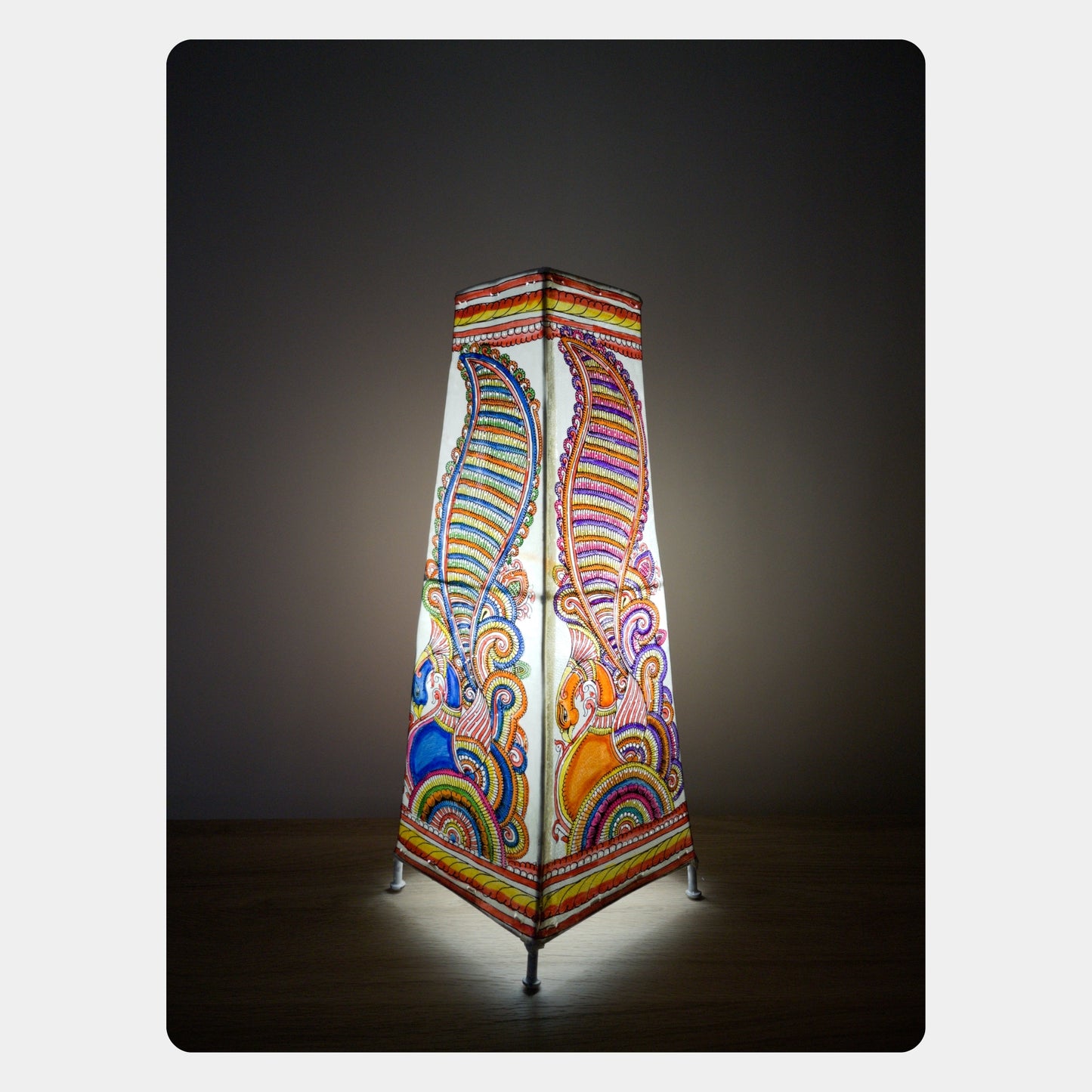 tholu bommalata lamp – peacock (16" - rectangular)