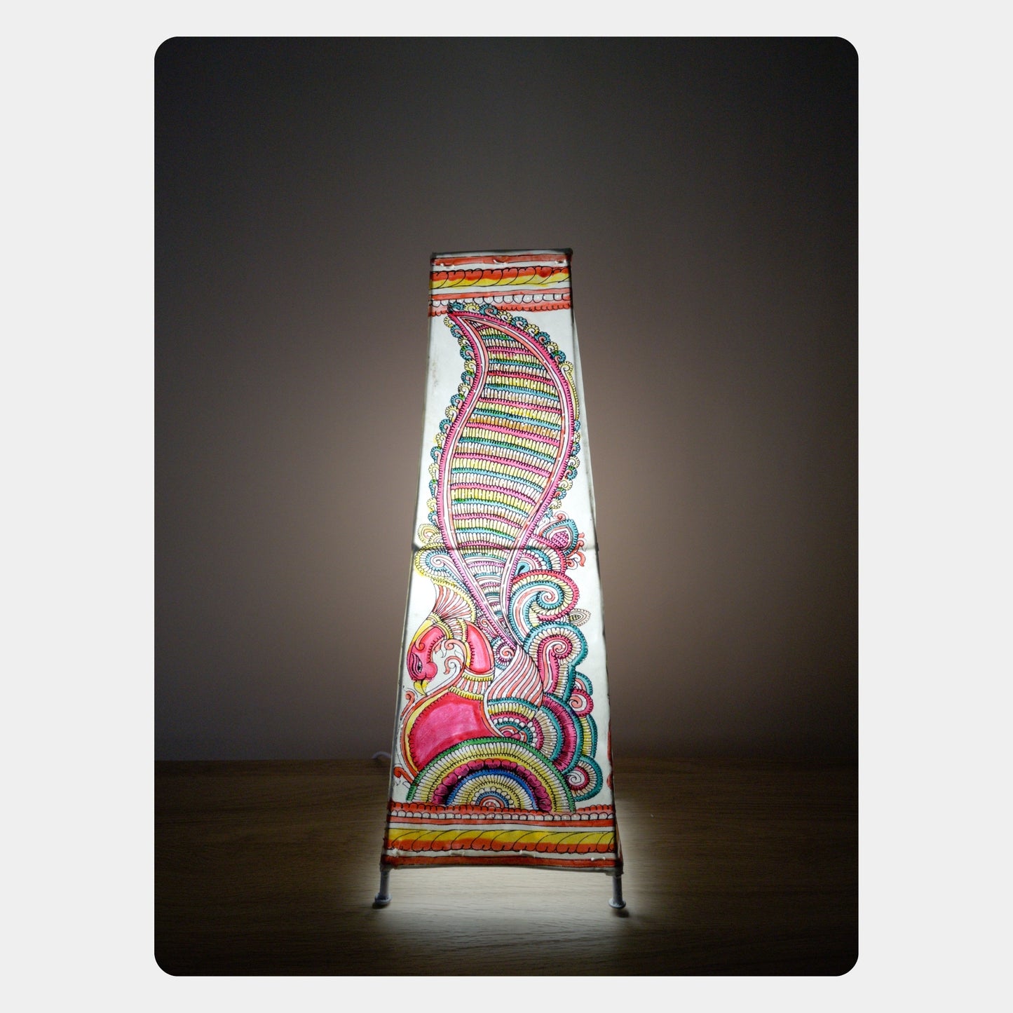 tholu bommalata lamp – peacock (16" - rectangular)