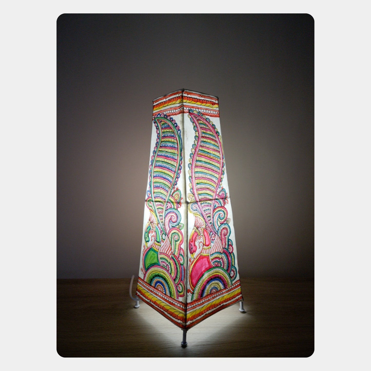 tholu bommalata lamp – peacock (16" - rectangular)
