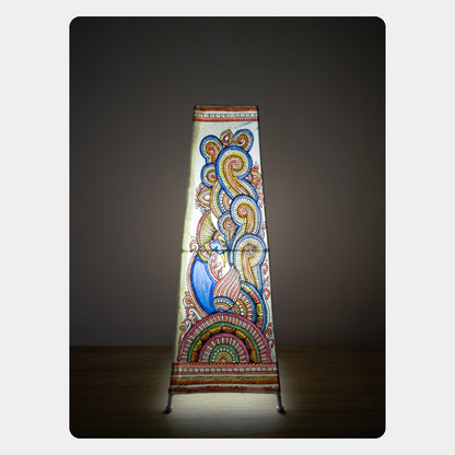 Tholu Bommalata Lamp – Peacock & Flowers (16" - Rectangular)