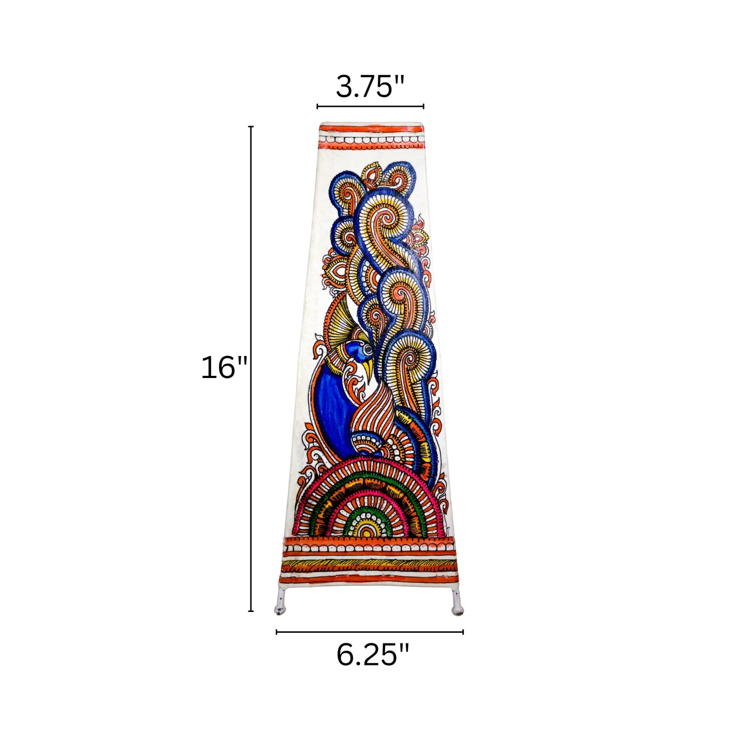 tholu bommalata lamp – peacock & flowers (16" - rectangular)