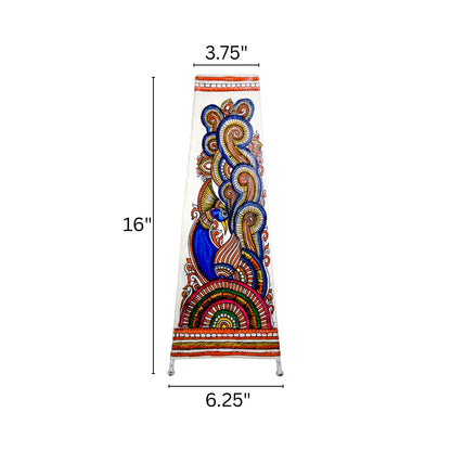 Tholu Bommalata Lamp – Peacock & Flowers (16" - Rectangular)