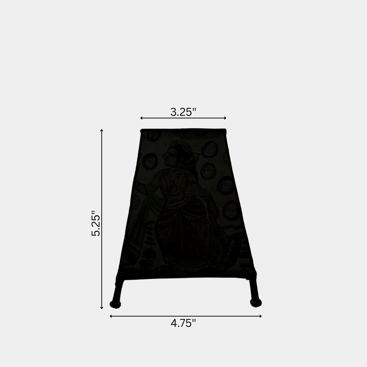 tholu bommalata lamp – radha krishna in white line art on deep indigo background  (5" - rectangular)