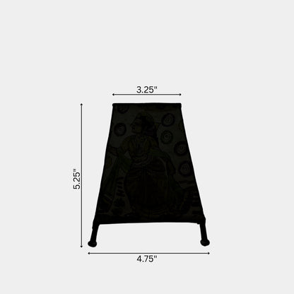 Tholu Bommalata Lamp – Radha Krishna in white line art on deep indigo background  (5" - Rectangular)